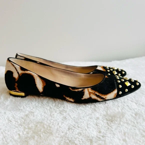 NINE WEST Pointed Toe Leopard Giraffe Cheetah Flats Size 6.5 - Picture 2 of 8